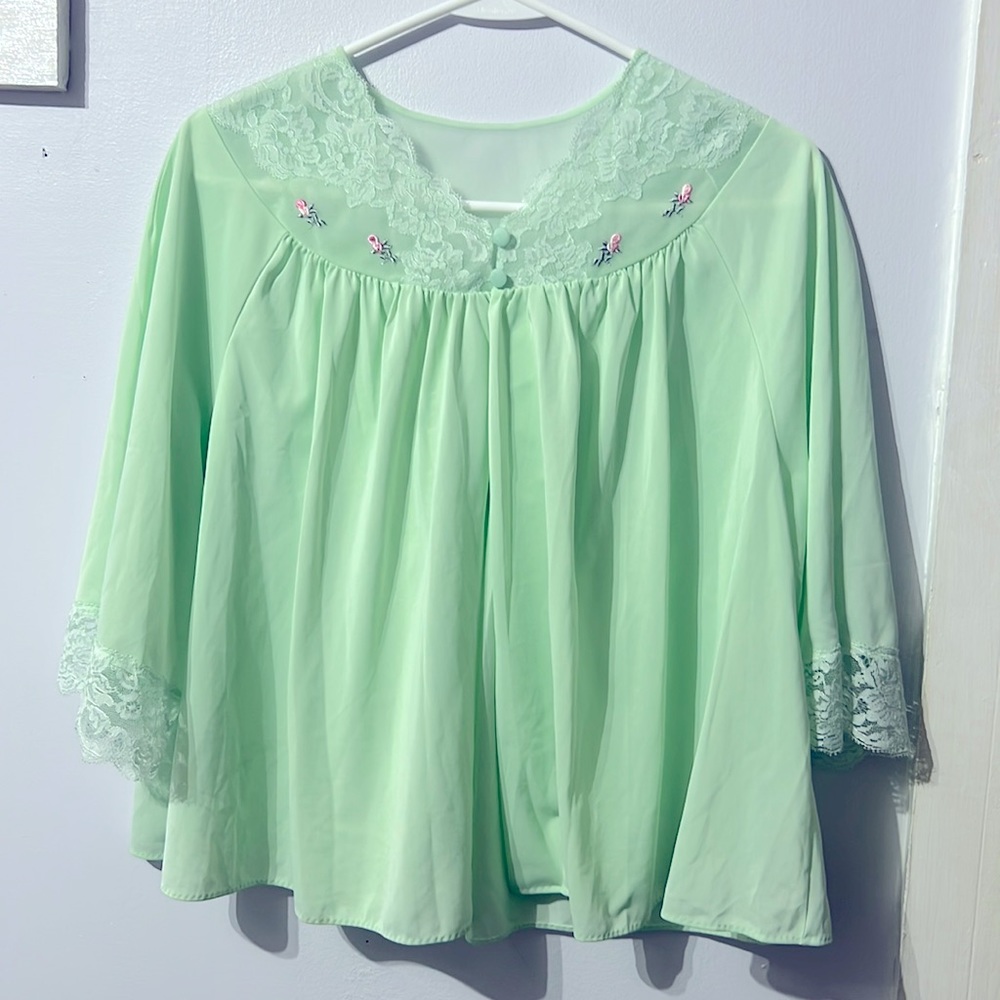Shadow Line Babydoll Sleepwear/Lingerie Top with Embroidery